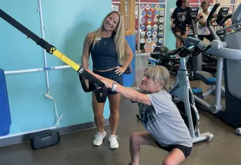 Stacey, a member of the Pullum Y, is pictured during her workout.