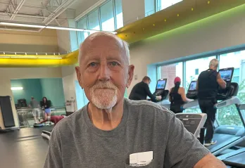 BLS member Thomas is pictured on the wellness floor.