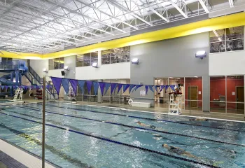 A wide shot of the BLS YMCA aquatic center