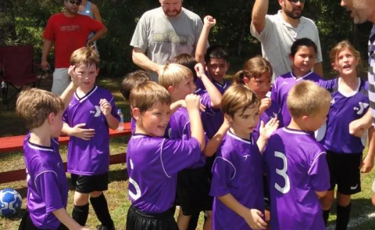 soccer team celebrates