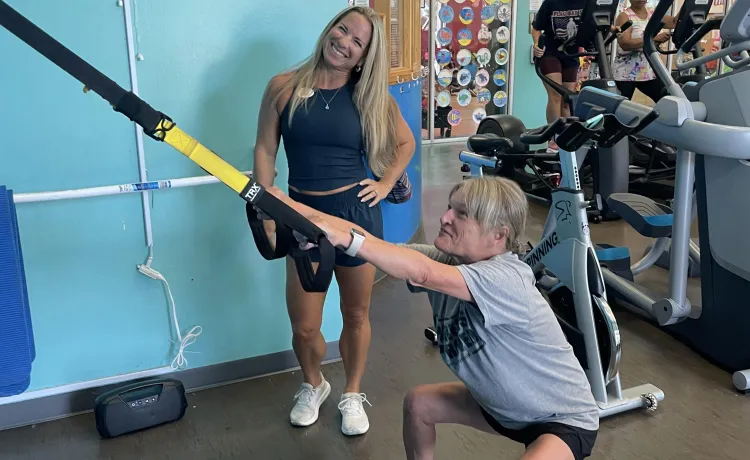 Stacey, a member of the Pullum Y, is pictured during her workout.